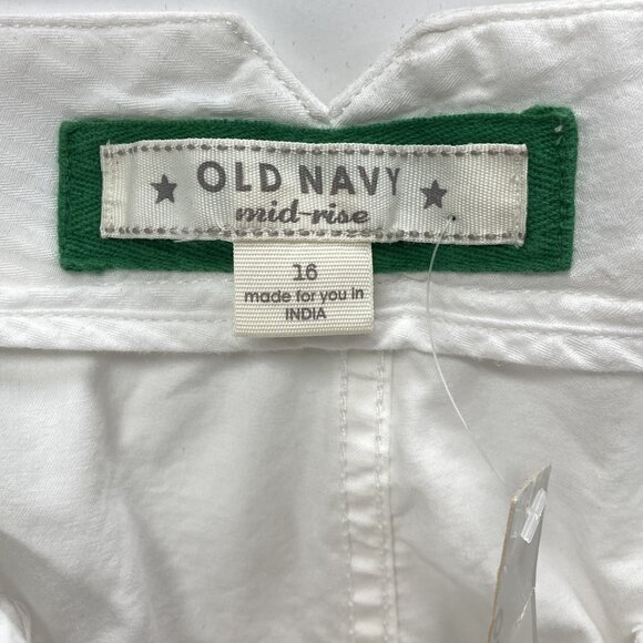 Old Navy Cotton White Sailor Pants, Sz 16, Mid-Rise Wide Leg Cuffs NEW Tiny Flaw - Picture 2 of 11